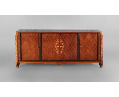 Große Anrichte Art décowohl Frankreich, 1930er Jahre, Furnier aus indischem Palisander, florale Intarsien in verschiedenen Ed