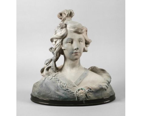 Frankreich FrauenbüsteEntwurf Alexandre Mathurin Pêche (1872-1957), Prägemarke Ceramique Charenton Depose, geprägte Modellnum