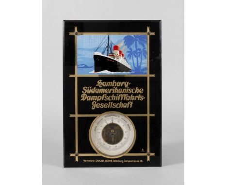 Barometer1920er Jahre, Werbegeschenk der Hamburg-Südamerikanischen Dampfschifffahrts-Gesellschaft, gemarkt GO Offenburg sowie