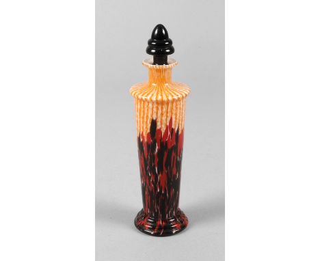 Parfümflakon Art décoFrankreich, um 1925-30, wohl Verréries Charles Schneider Epinay sur Seine, farbloses Glas, mit farbenfro