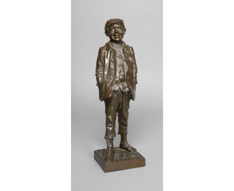 Alfred Egide Crick, "Le Gavroche"datiert 1891 und signiert, Gießerstempel J. Petermann Sigilles Bruxelles, Bronze dunkelbraun