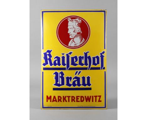 Emailleschild Kaiserhof Bräu1930er Jahre, mit Herstellervermerk Pyro-Email, sowie Boos &amp;amp; Hahn G.m.b.H., Ortenberg-Bad