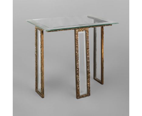 Konsoltisch BronzeFrankreich, 1970er Jahre, am Fuß gemarkt: Fonderies Jean-Pierre Vexlard in Rambervillers, Zarge &amp;amp; F