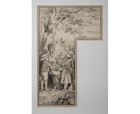 Franz Schuhwerk, Großvater mit seinen Enkelnvier Kinder, den Erzählungen des an einem Baum sitzenden Großvaters lauschend und