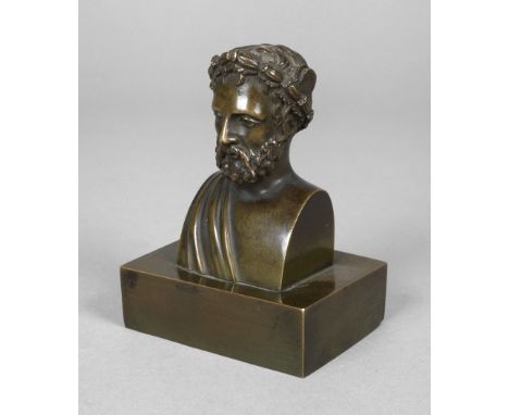 BronzebüsteAnfang 20. Jh., unsigniert, Bronze braun patiniert, nach klassischem Vorbild gestaltete Männerbüste eines antiken 