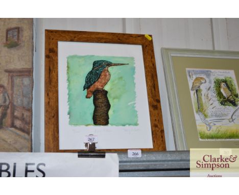 A pencil signed limited edition print of a kingfisher