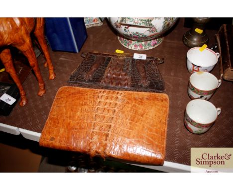 Two vintage crocodile skin handbags 