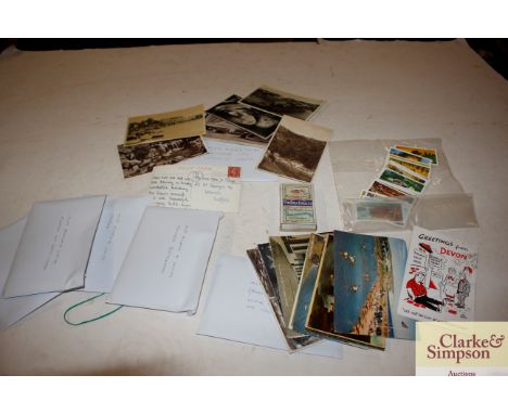 A quantity of 1950's and other post-cards, cigarette cards etc.