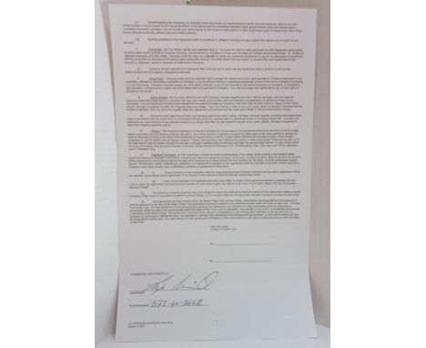 Liza Minnelli four signed Contracts dated August 6 2001 for her performance at Michael Jackson 30th Anniversary Celebration c