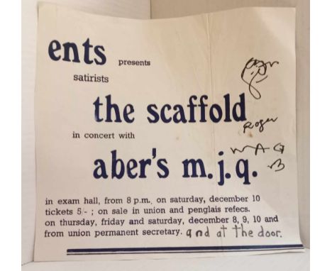 The Scaffold with aber’s m.j.q concert poster for ENTS December 10th 1966 Aberystwyth University signed by The Scaffold measu