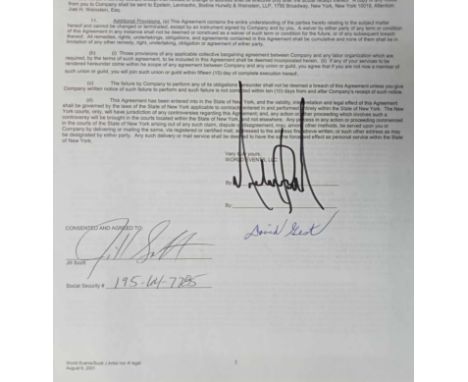Michael Jackson signed Contract dated August 6th 2001 for Jill Scott and signed by her plus a signed colour photograph. Contr