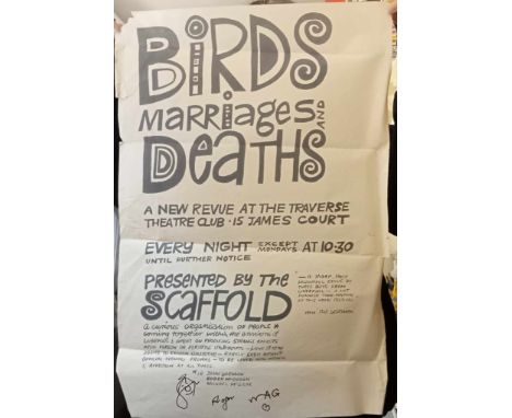 Birds Marriages And Deaths 1964 poster for The Traverse Theatre Club Edinburgh by The Scaffold part of Edinburgh Festival for