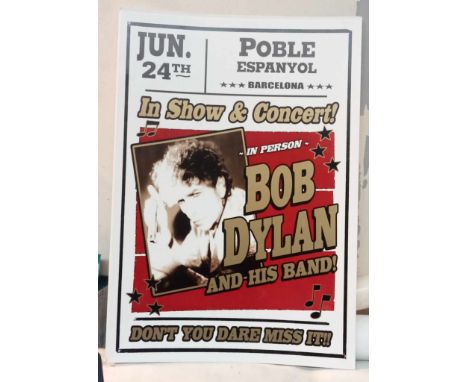 Bob Dylan Limited Editon concert poster sold at the following Poble Espanyol Barcelona, O2 Arena Dublin 2010, Lazzaretto Berg