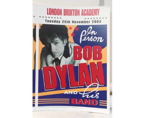 Bob Dylan Limited Editon concert poster sold at the following International Arena Cardiff, Metro Radio Arena Newcastle both 2