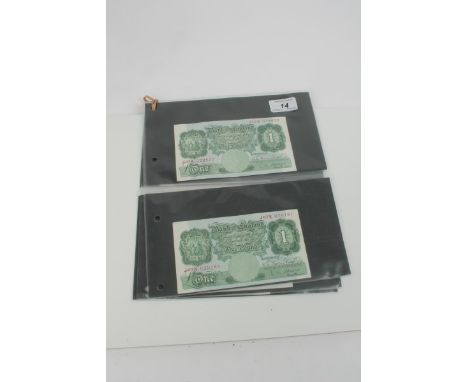 Banknotes - G.B. £1 - (blue) Peppiatt (x 2).  AVF / VF, £1 - O'Brien (x 2).  AEF, £1 - J. Page (x 2) consecutive numbers, fir
