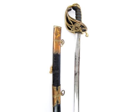 Scarce George IV Generals 1822 pattern sword with gilt copper Gothic hilt retaining much gilding, with crowned sword and bato