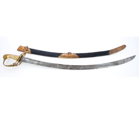 George III 1803 pattern Senior Grenadier Officers' sabre with copper gilt hilt with lion's head pommel, flaming grenade and c