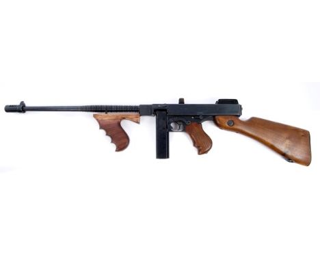 Scarce deactivated Thompson 1927 A1 .45 ACP semi-automatic carbine 'Tommy Gun', with long ribbed barrel, Lyman rear 'ladder' 