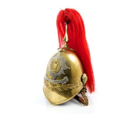 Edwardian 1871 pattern Essex Yeomanry Cavalry troopers' helmet with brass skull and brass and white metal helmet plate with s