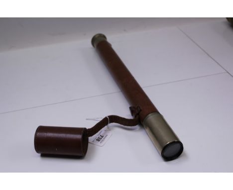 First World War British Military telescope - single draw with nickel mounts and leather covered body, marked - W. Ottway & Co