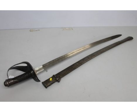 19th century Italian 1860 pattern Cavalry Troopers' sword by Bleckmann, Solingen, in steel scabbard