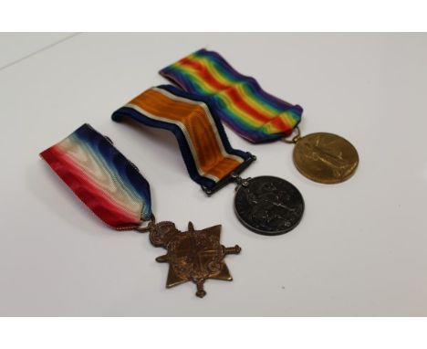 First World War trio, comprising 1914 - 1915 Star, War and Victory medals, named to - G - 5965 PTE. F. WILLIS.  THE QUEEN'S R