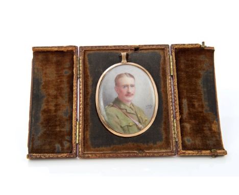 Fine quality First World War oval portrait miniature on ivory, signed and dated C. Kirk 1916 - study of First World War Capta