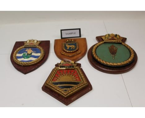 Collection of Royal Navy ships' crests and insignia, including HMS Sheffield and HMS Jaguar (14).  N.B.  All proceeds of the 