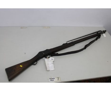 Deactivated 1874 Mark II .577 calibre LSA / Martini Henry underlever rifle, full length fore end stock, butt with various Mar