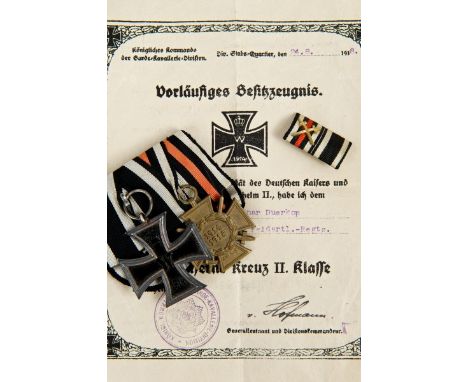 Interesting First World War Imperial German Iron Cross group (2nd class) and Hindenburg Cross 1914 - 1918 - Court mounted and