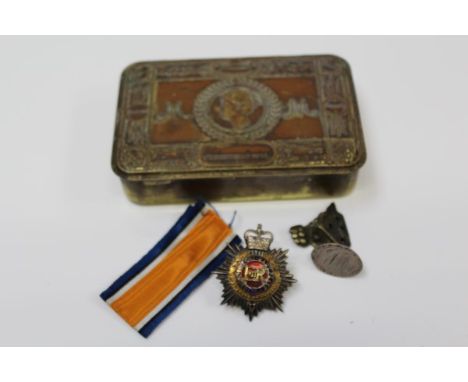 First World War Princess Mary gift tin, together with a First World War, War medal ribbon and an Elizabeth II Royal Corps of 