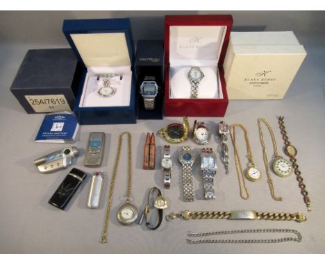 A ROTARY NURSE'S WATCH, CASED, KLAUS KOBEC QUARTZ ENTOURAGE LADY'S WRISTWATCH, CASED, ZETRON QUARTZ WRISTWATCH, CASED. ALSO O