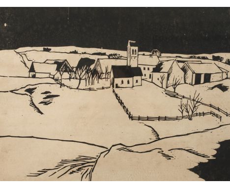 Richard Graef, »Steinkirchen«Ansicht des kleinen Weilers Steinkirchen im Dachauer Land mit dem Kirchlein St. Stefan, expressi