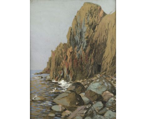 Johannes Hermann Brandt, "Bornholm"Blick auf die felsige Steilküste der Ostseeinsel, im Laufe seines Künstlerlebens entstande
