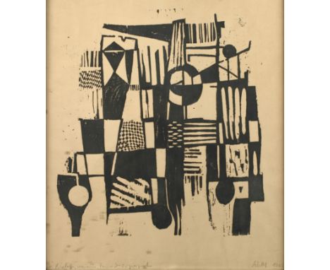 Alfred Traugott Mörstedt, KompositionArrangement aus verschieden geformten und strukturierten Flächen, Holzschnitt auf Papier