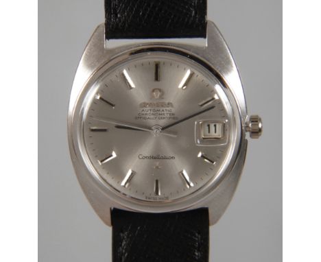 Herrenuhr Omega Constellation GoldSchweiz, um 1968, Gehäuse in WG 750, Automatik, Chronometer mit Datum und Zentralsekunde, a