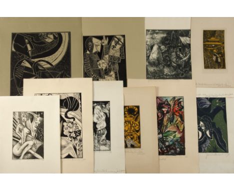 Hermann Naumann, Sammlung Druckgraphikbestehend aus zwei Holzschnitten; drei Farbholzschnitten, vier Lithographien und einer 