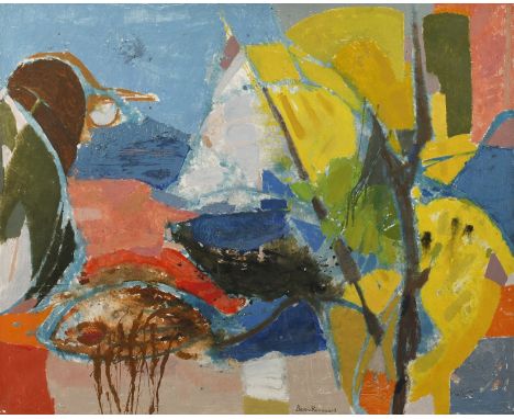 François Baron-Renouard, "Camargue"farbenfrohe abstrakte Komposition im Stil des Informel, pastoser Farbauftrag, zum Teil in 