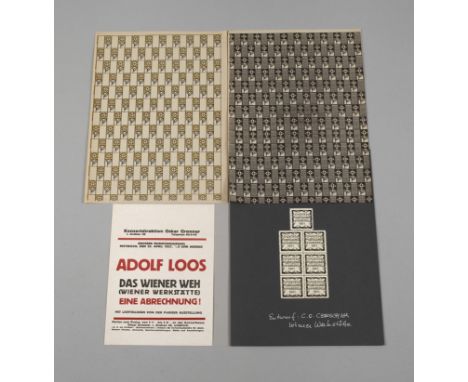 Konvolut Wiener WerkstätteAnfang 20. Jh., dabei Einschlagpapier, Entwurf Josef Hoffmann und Koloman Moser um 1905, je ein Bla