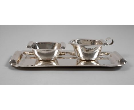 Silber Zucker-/Sahneset Art déco um 1920, Silber gestempelt Halbmond, Krone, 830 S, Herstellermarke Wilkens &amp;amp; Söhne H