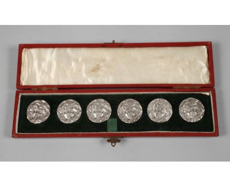 Silber sechs englische Knöpfe1907, Silber gestempelt mit Lion Passant für England, Beschaupunze Anker für Birmingham, Jahresz