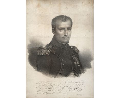 Portrait Napoleon I. BonaparteBrustbildnis des französischen Kaisers mit zum Betrachter gerichtetem Blick, unter der Darstell