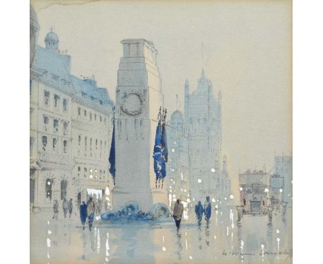 William Francis Longstaff (British 1879-1953) "The Cenotaph" and "Westminster Abbey" Both signed, a pair, watercolour and ink