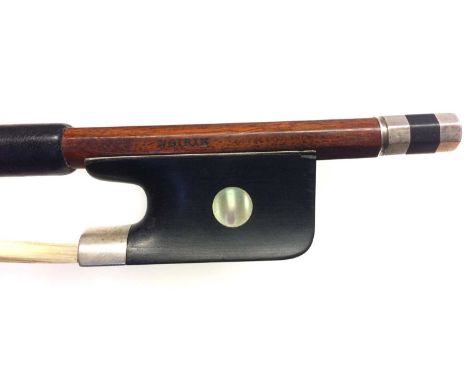 Cello bow stamped Voirin  Cello bow stamped Voirin, probably German manufacture with an applied trade stamp, white metal moun