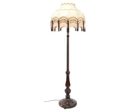 Victorian Mahogany Standard Floor Lamp Victorian mahogany standard floor lamp with barley twist column on a turned circular b