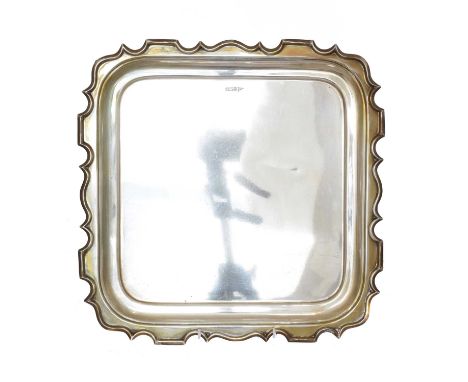 A George V silver salver, A George V silver salver, Walker &amp; Hall, Sheffield, 1911, width 33cm, gross weight 38.97ozt.Ove