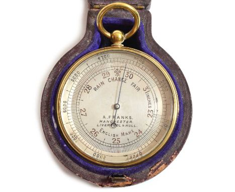 Cased Pocket Barometer A. Franks, Manchester, Liverpool &amp; Hull A. Franks, Manchester, Liverpool &amp; Hull aneroid pocket