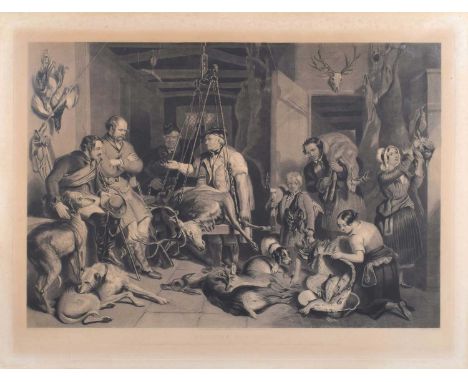 After Frederick Tayler (British 1802-1889) "Weighing The Deer" Engraved by T.L. Atkinson, published April 24th 1856 by Henry 