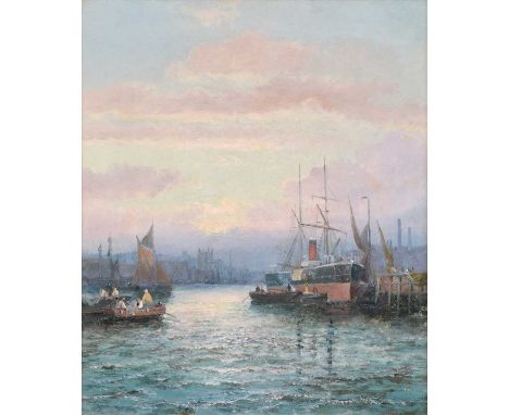 William Thornley (British exh.1858-1898) "The Medway from New Brompton" Signed, titled on verso, oil on canvas.35 x 29.5cm (f