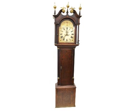 Late 18th-century longcase clock Late 18th-century longcase clock, 8-day movement striking on single bell, painted arched dia